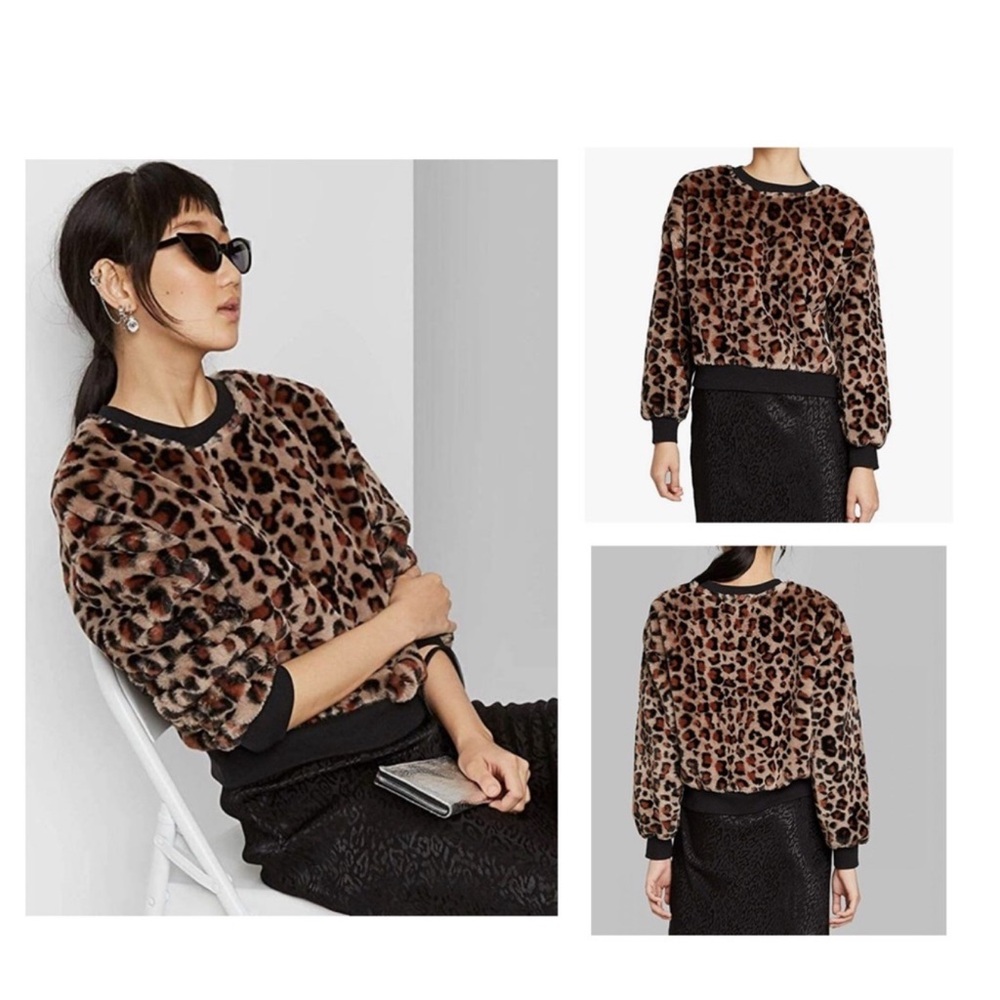 Leopard Print Women's Top faux fur wild fable target large